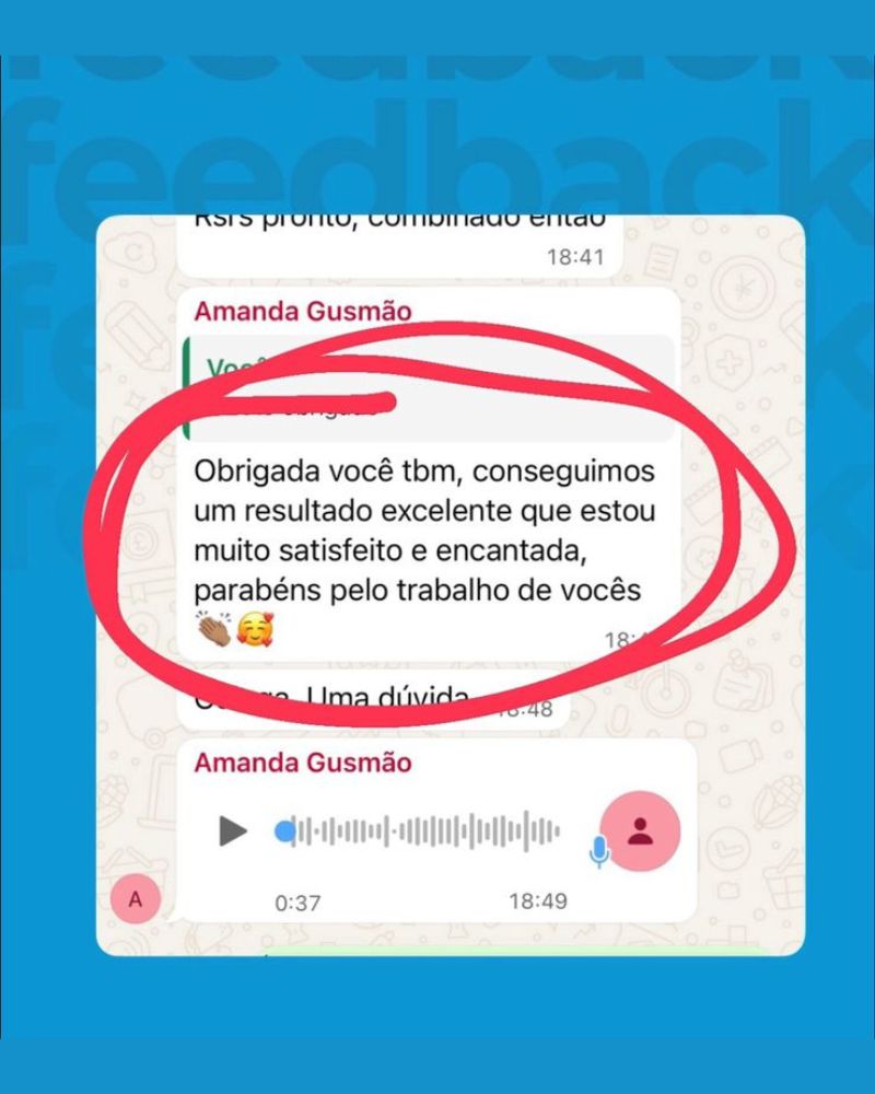 Feedback real de cliente da IRS Marcenaria via WhatsApp