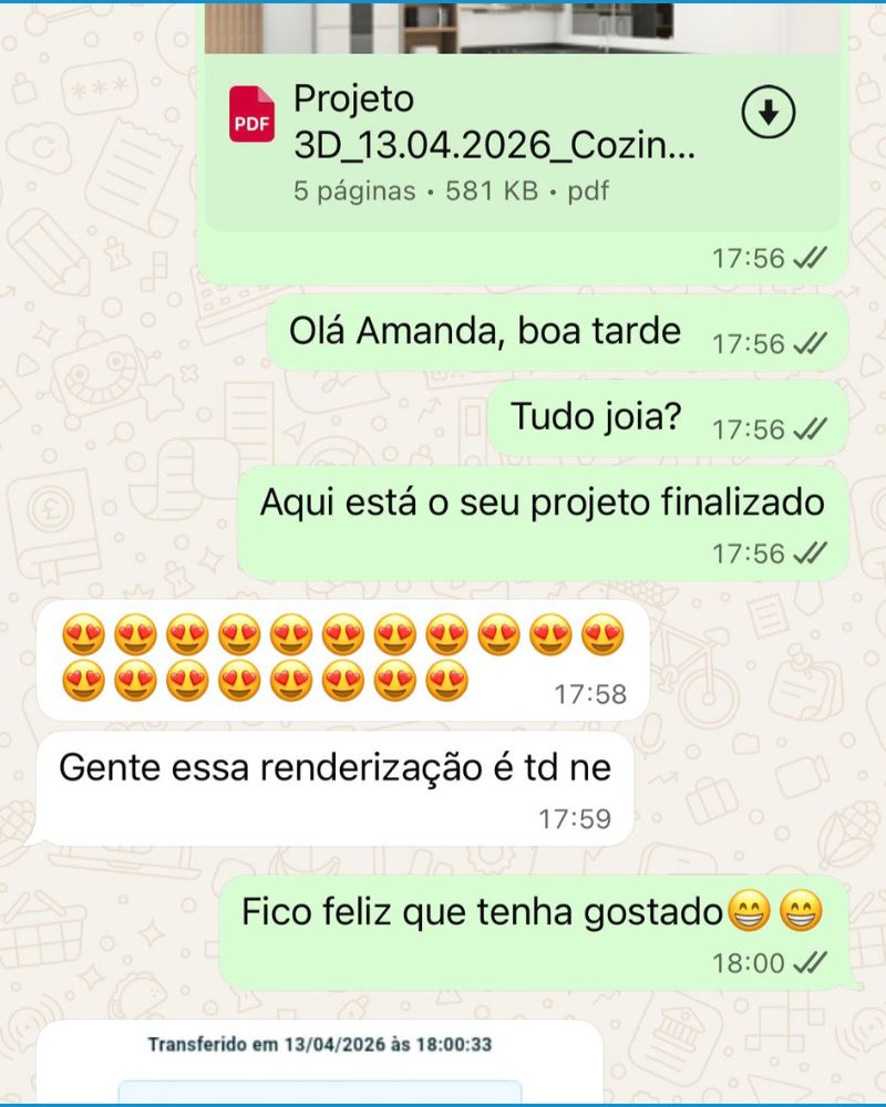 Feedback real de cliente da IRS Marcenaria via WhatsApp